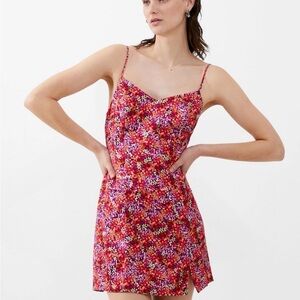 French Connection Andrea Ennis Pink Floral Slip Satin Mini Dress size 12